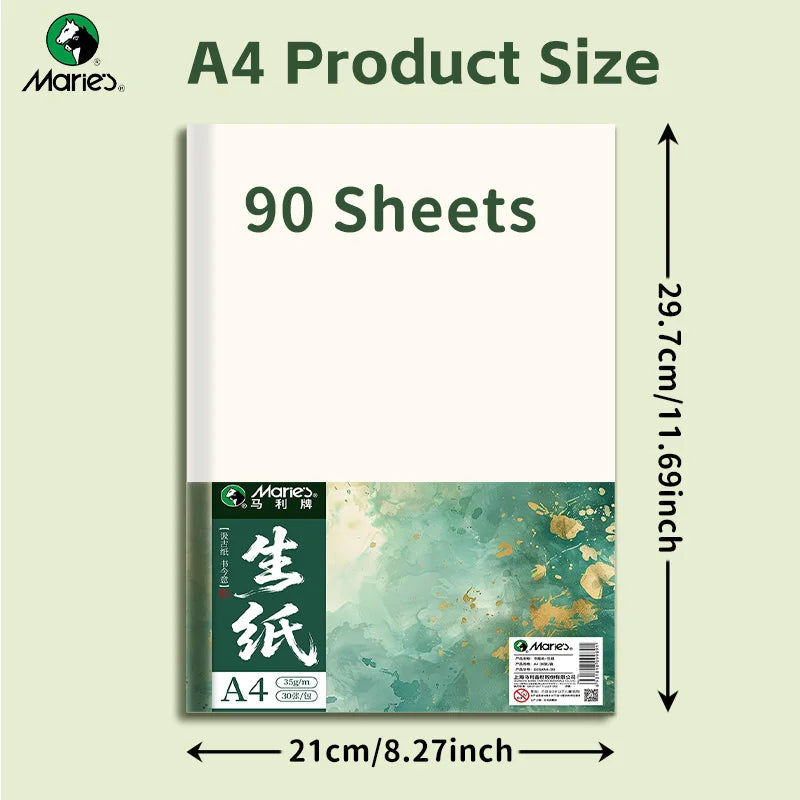 Marie's Rice Paper (Raw) 120 Sheets — Sumi, Ink & Watercolor Painting