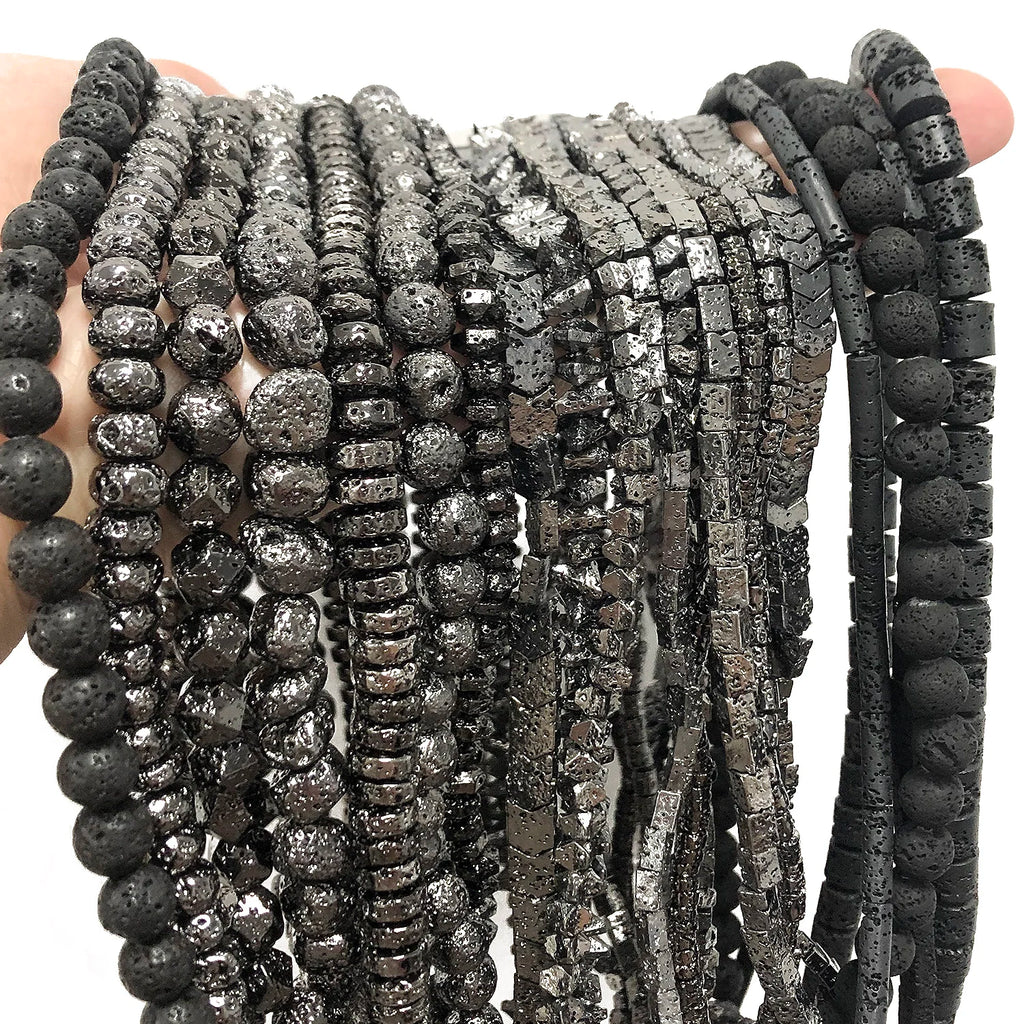 Stone Beads Black Volcanic Lava Spacer Waist Bracelets Necklace Craft Beads