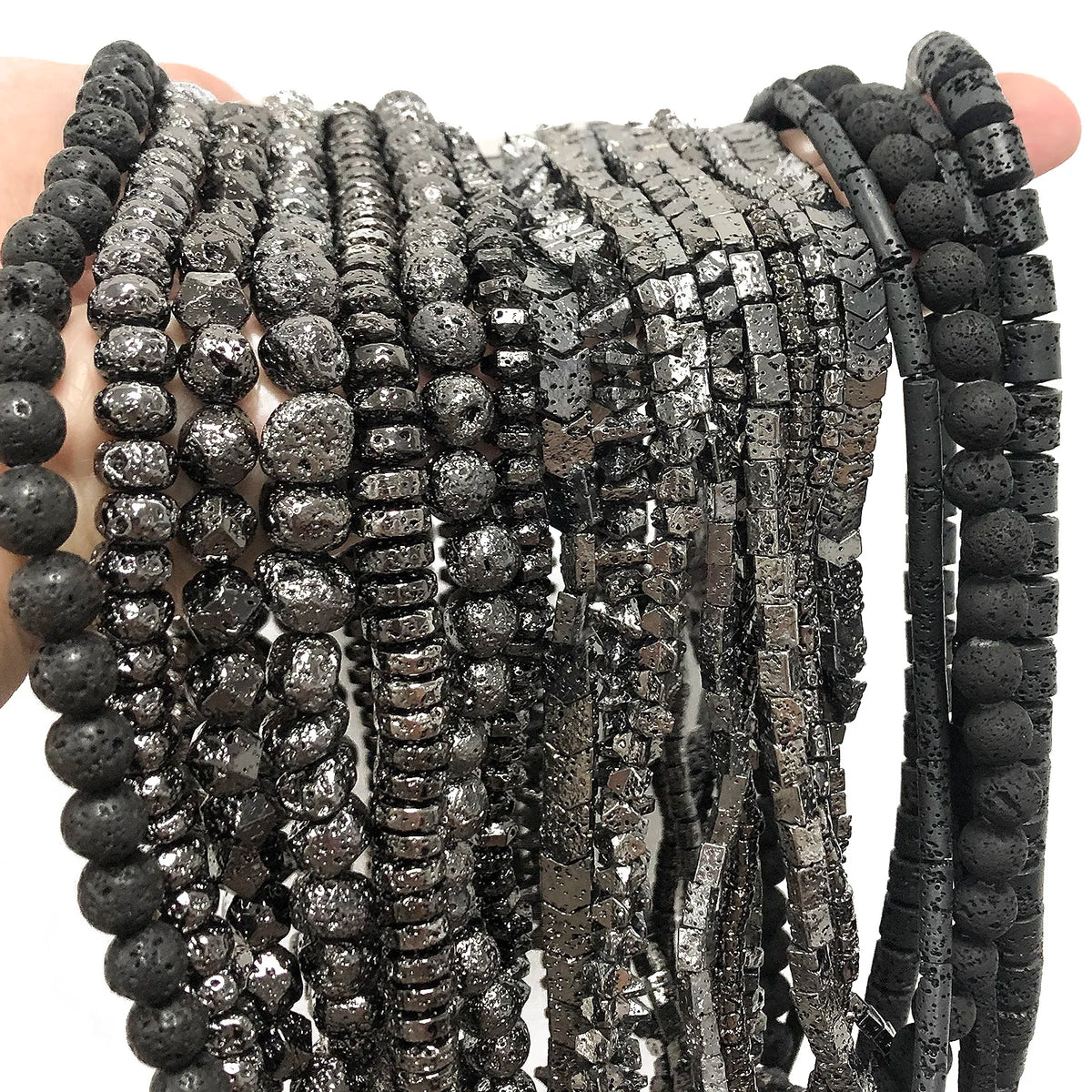 Stone Beads Black Volcanic Lava Spacer Waist Bracelets Necklace Craft Beads