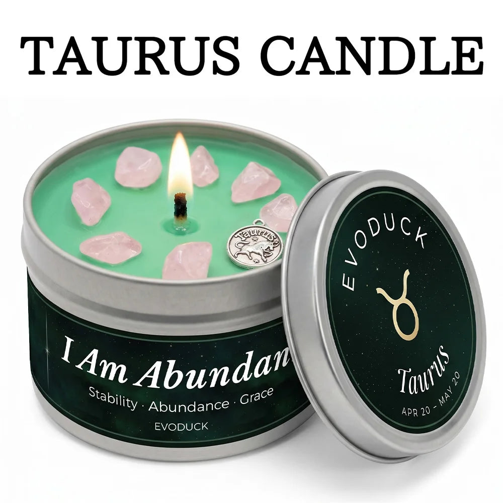 Scented Candles EVODUCK Zodiac Crystal Tins Astrology Birthday Home Fragrance