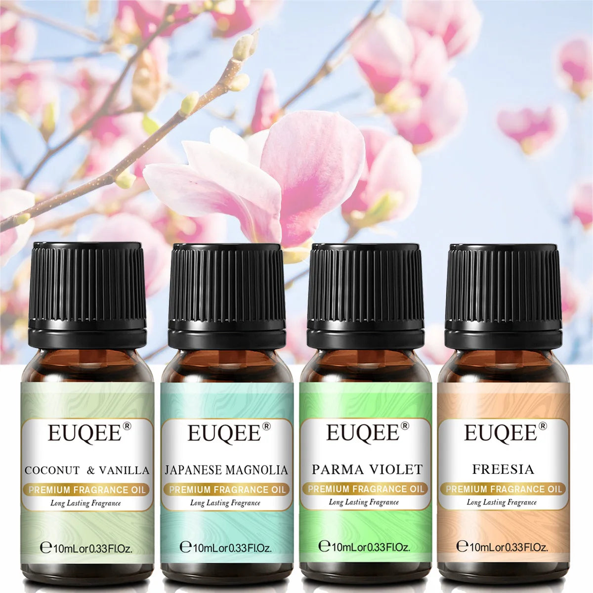 EUQEE 10ML Floral Series Fragrance Oil For Aromatherapy,Making Candle,Coconut & Vanilla Japanese Magnolia Pumpkin Pie Aroma Oils