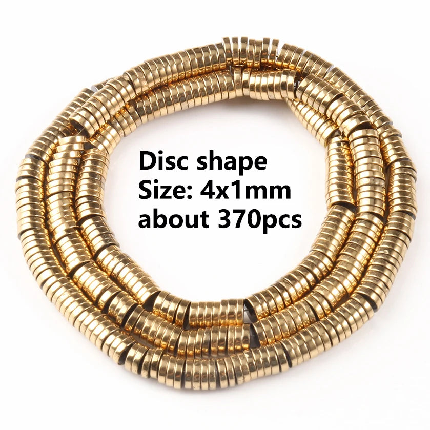 Stone Beads Gold-Tone Hematite-Style Spacer Shapes for DIY Jewelry Making