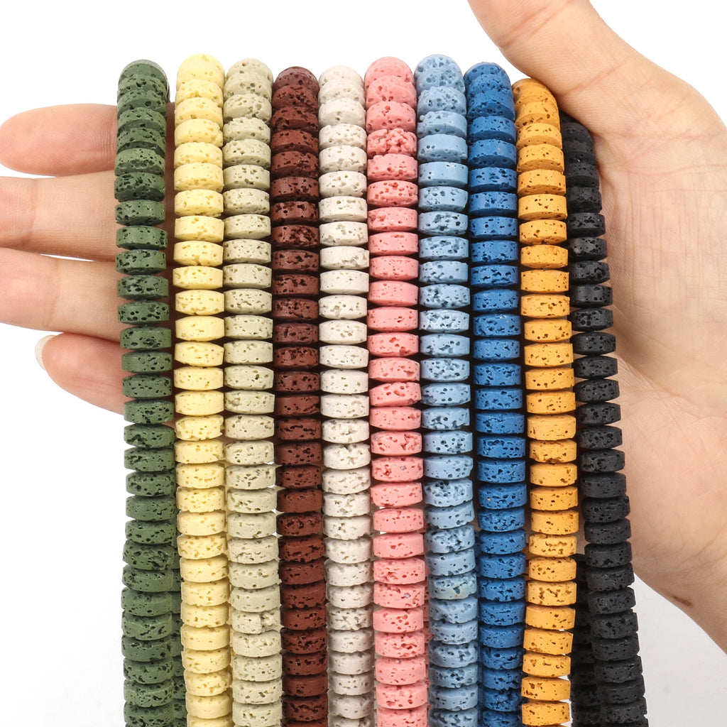 Stone Beads Rondelle Volcanic Lava Spacer Bracelets for DIY Jewelry Making