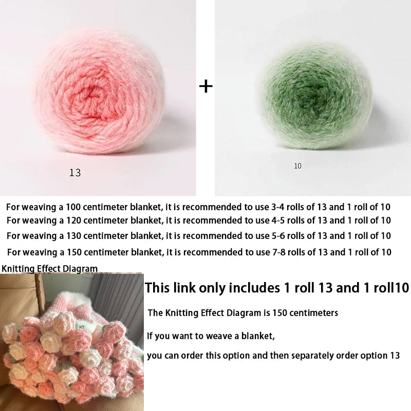 Yarn, Long-Color Gradient for Knitted Blankets, Flowers & Handmade Crafts