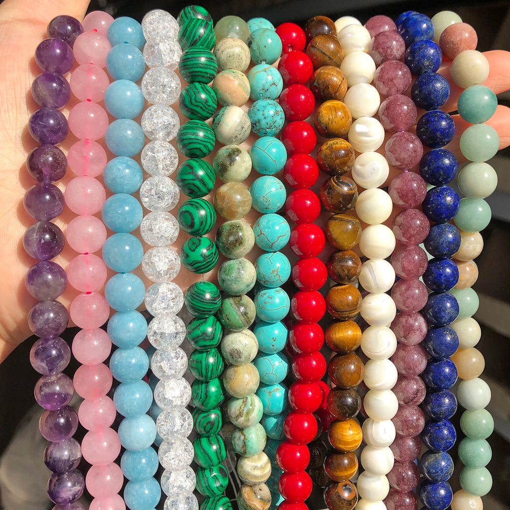 Stone Beads Tiger Eye Amethyst-Style Crystal Spacer Bracelets Necklace