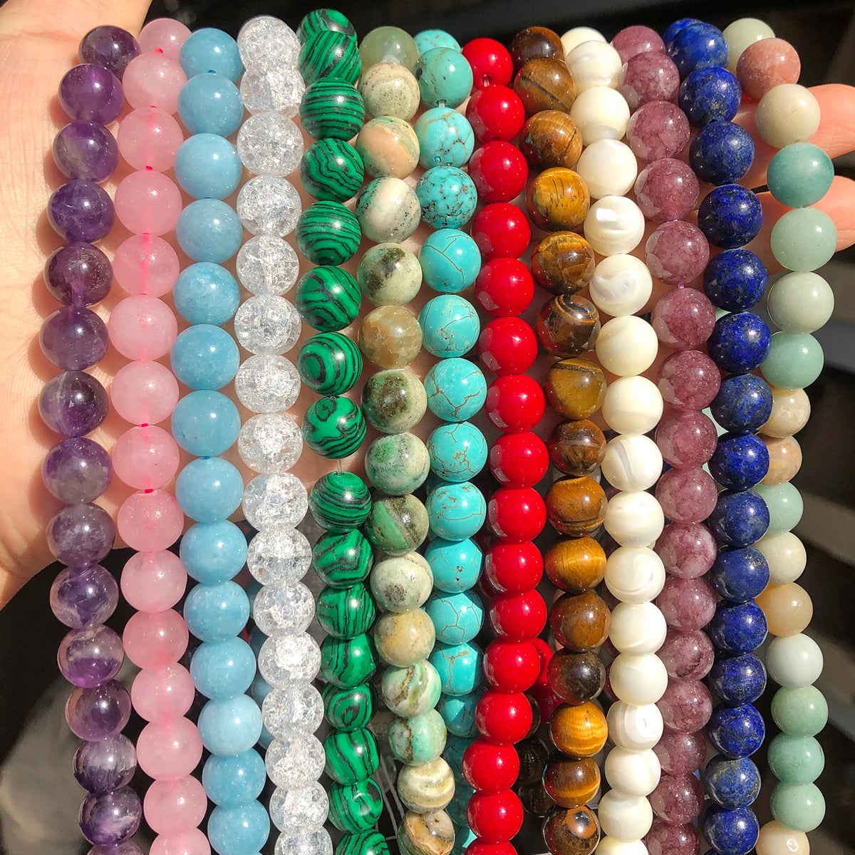 Stone Beads Tiger Eye Amethyst-Style Crystal Spacer Bracelets Necklace