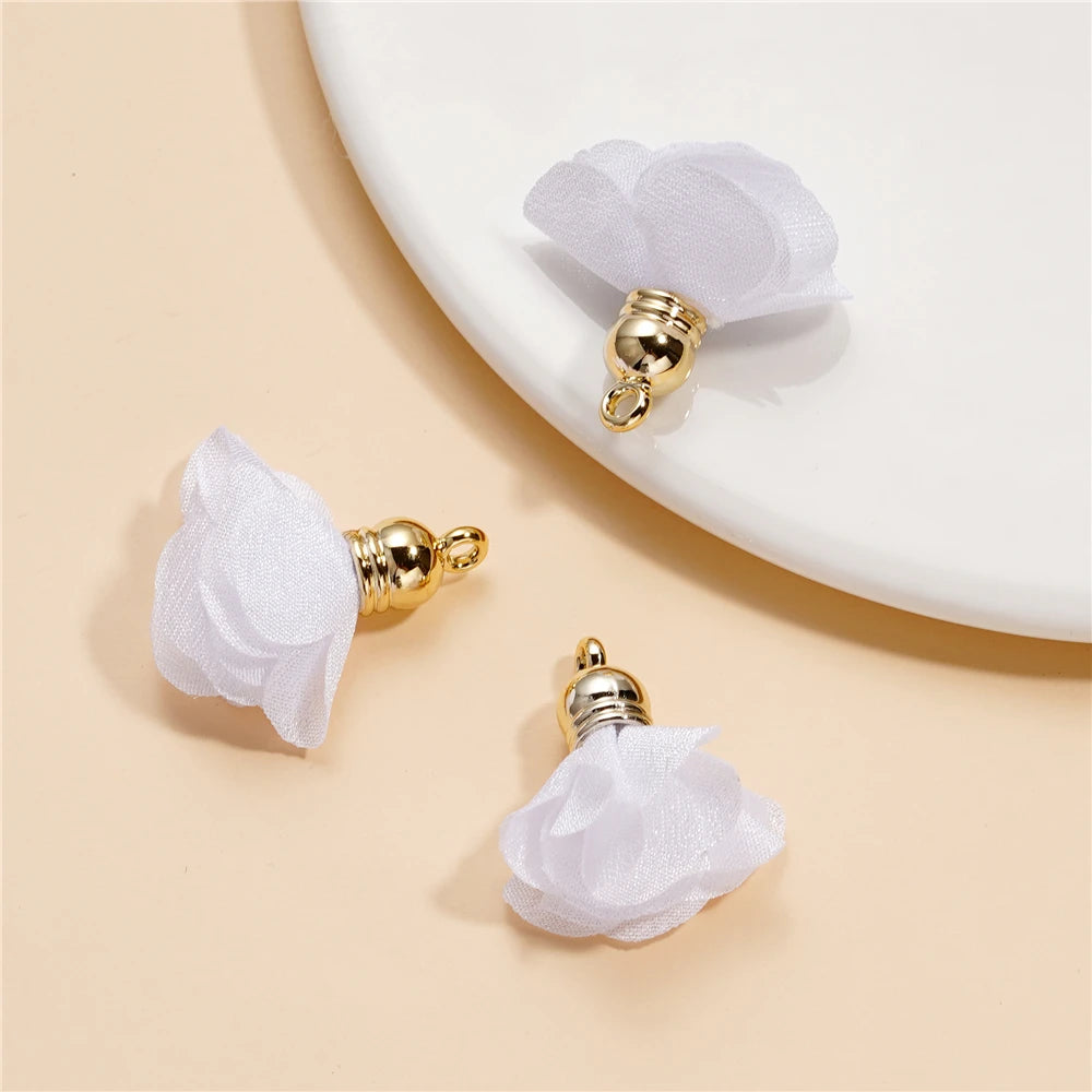 Earring Components Fabric Flower Tassel Pendants Bracelet DIY Jewelry Making