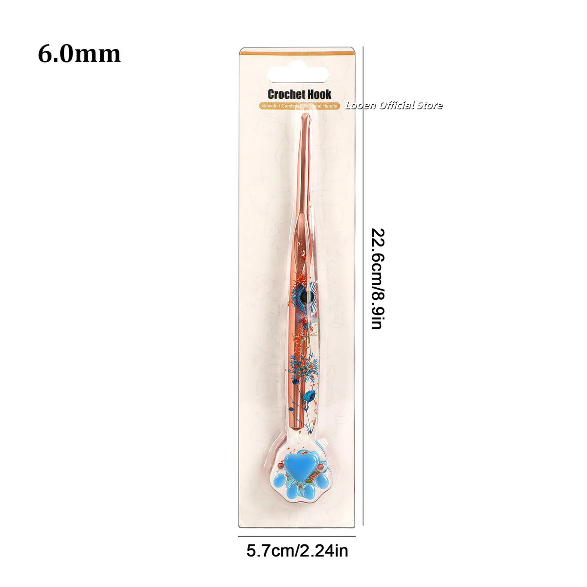 Crochet Hooks, Rose Gold Cat Paw & Floral Handles for Handmade Yarn Crafts
