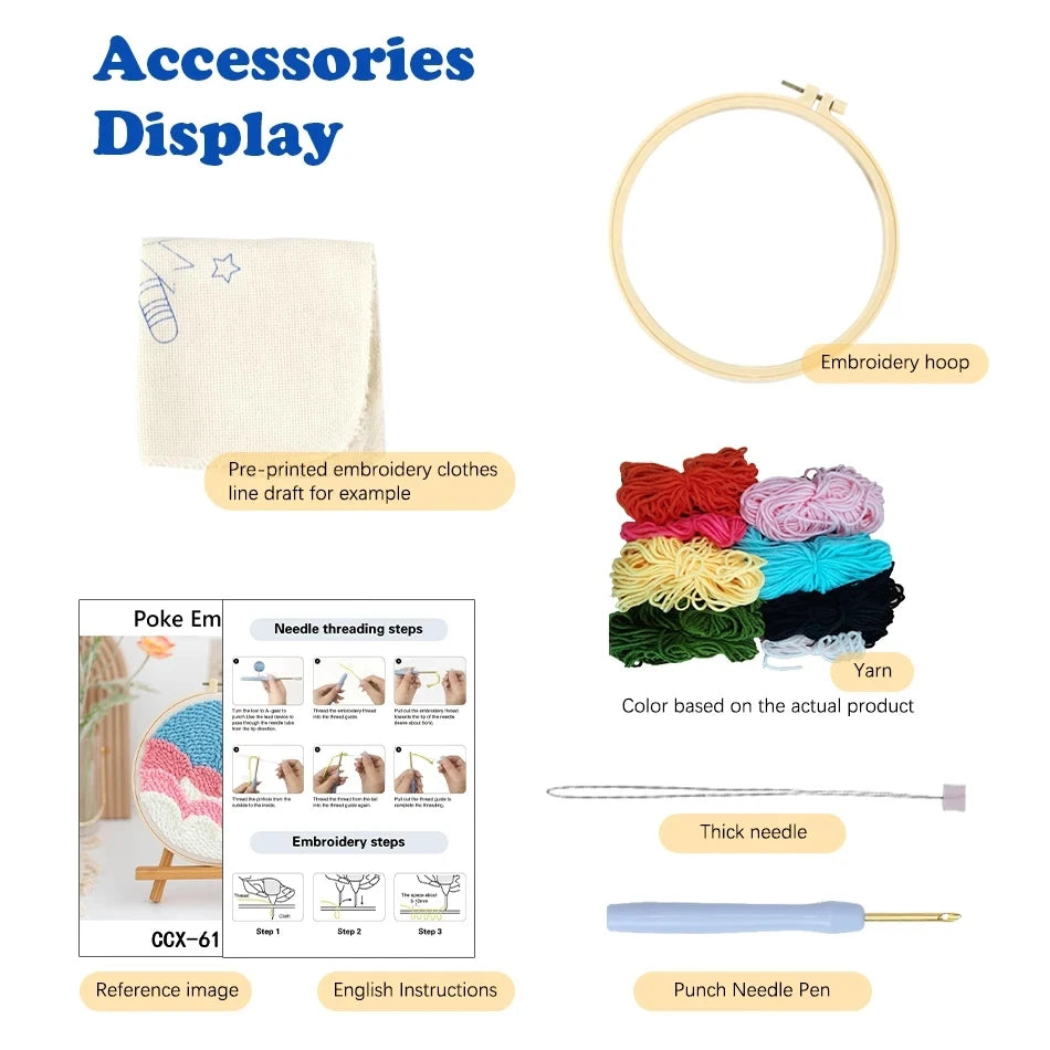 Punch Needle Kit for Beginner Embroidery, Yarn Art & Handmade Home Decor