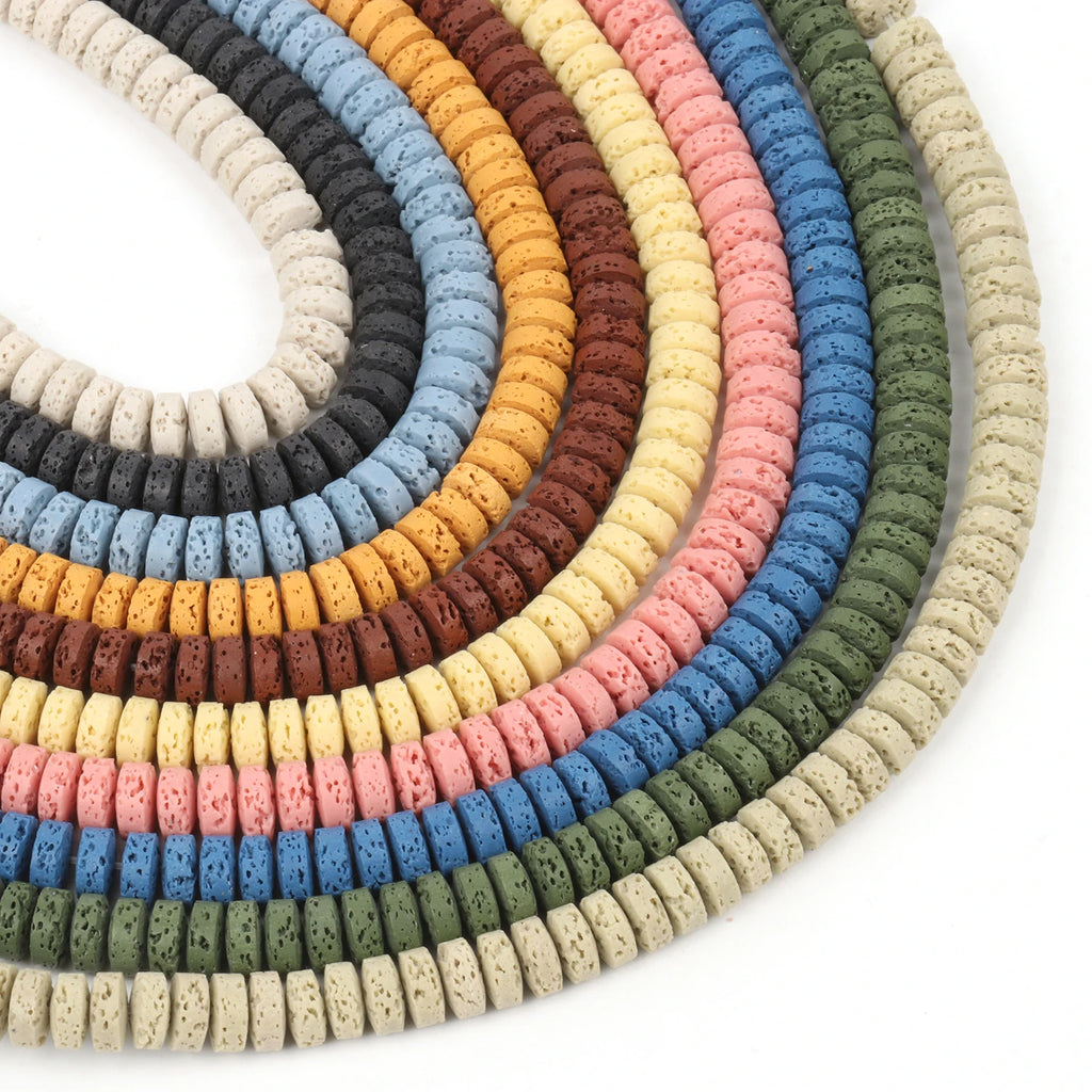 Stone Beads Rondelle Volcanic Lava Spacer Bracelets for DIY Jewelry Making