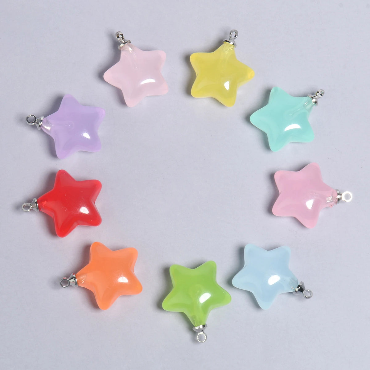 Resin Star Charms Colorful Candy-Style Pendants DIY Jewelry Making