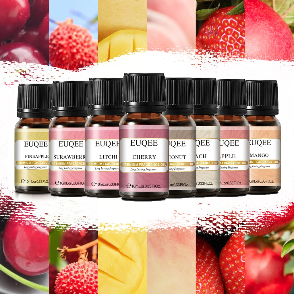 EUQEE 10ML 10ML Sweet Fruit Fragrance Oil For Aromatherapy,Making Candle,DIY Soap,Apple,Mango,Strawberry,Cherry,Coconut,Peach