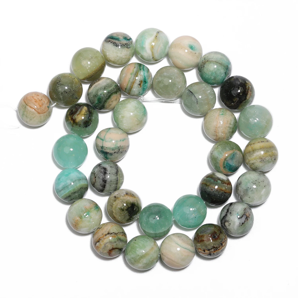 Stone Beads Jade-Style Round Green Calcite Spacer Gift Bracelets Craft Beads