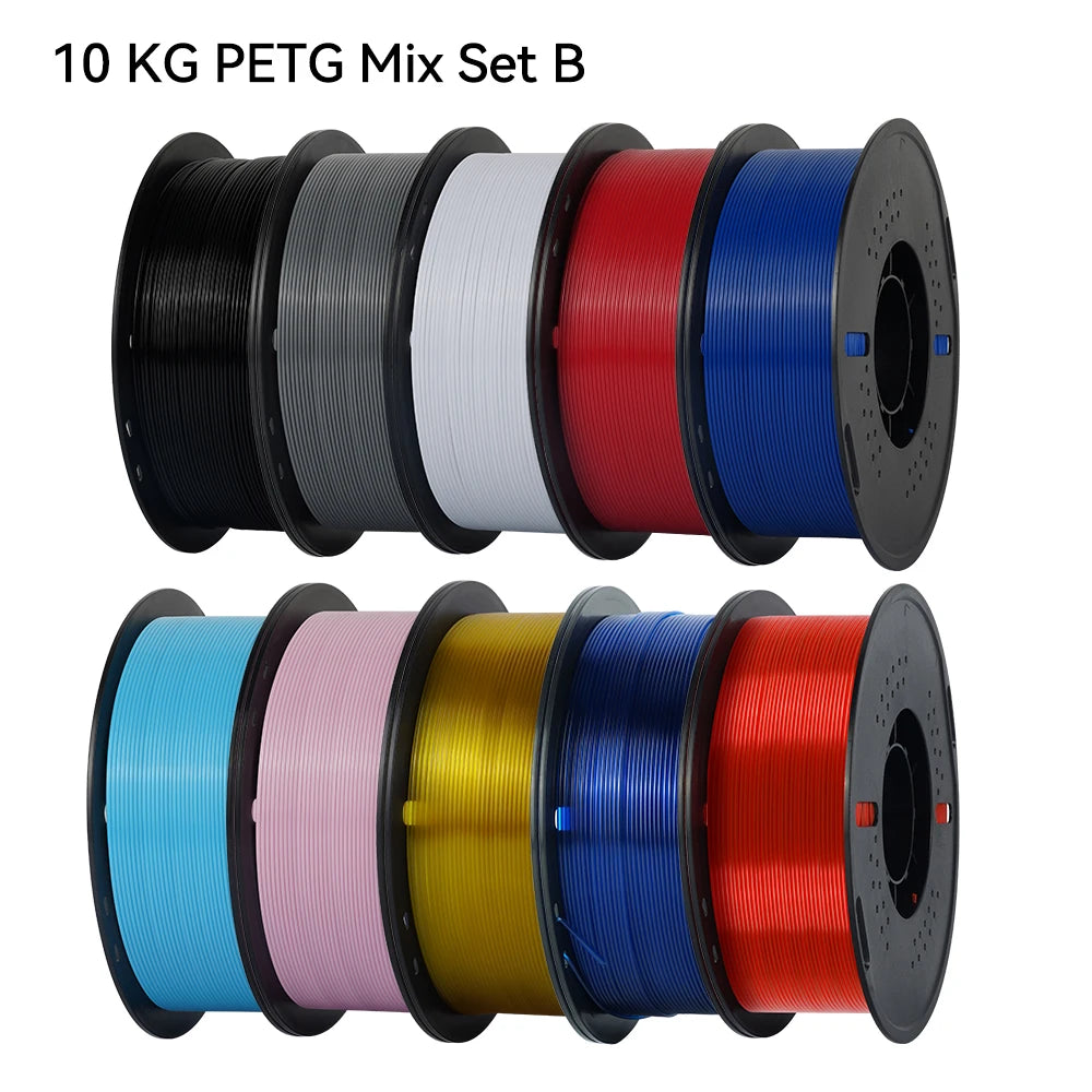 3D Printer Filament PLA & PETG 10KG 10 Rolls 1.75mm Mixed Colors KINGROON