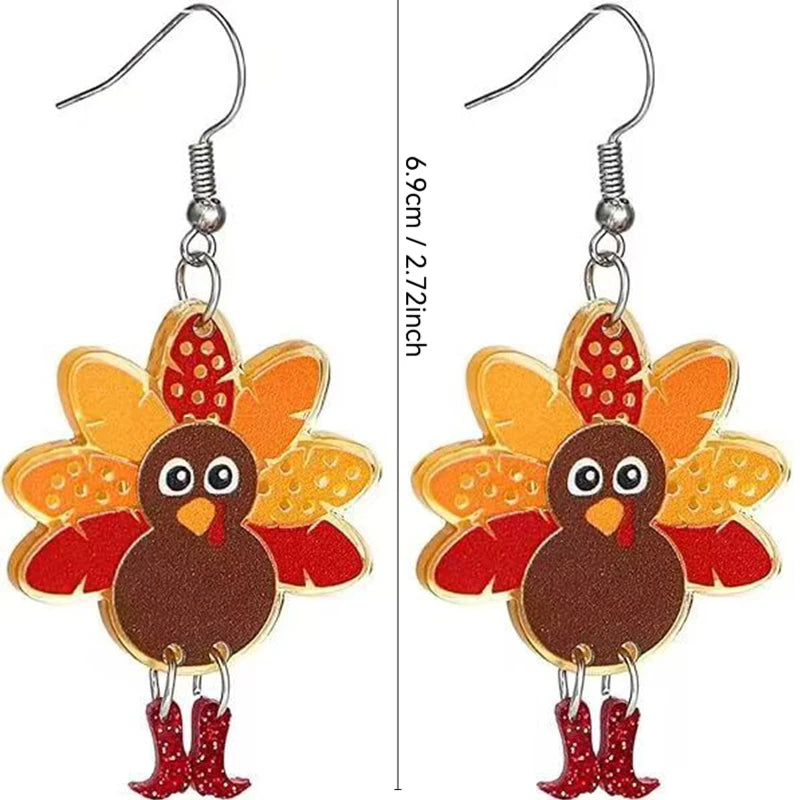 Thanksgiving Earrings Autumn Turkey Party Fun Earrings Thanksgiving Decoration Gift