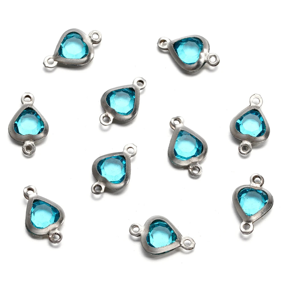 Jewelry Findings Stainless Steel Double Hole Heart Pendant DIY Jewelry Making