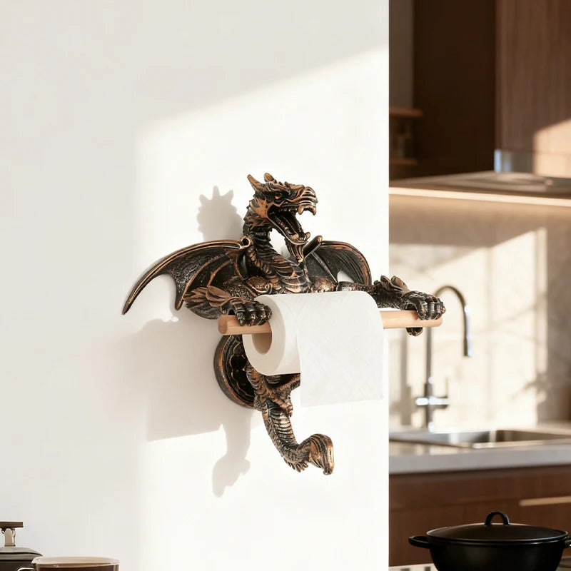 Retro Dragon Shaped Tissue Holder Bathroom Toilet Paper Holder Creative Dragon Ornament