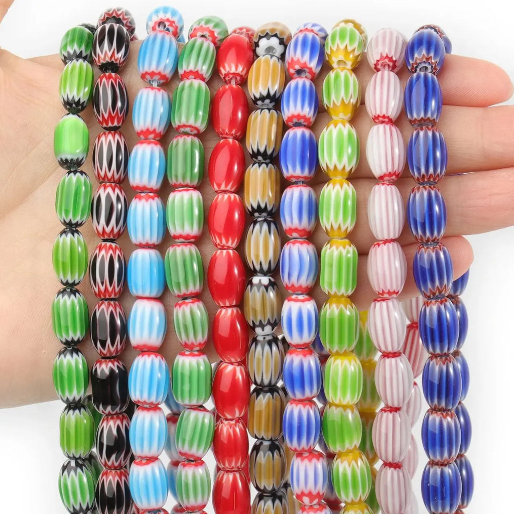 Glass Beads Lampwork Pumpkin Cylinder Rice Shapes for DIY Jewelry Making