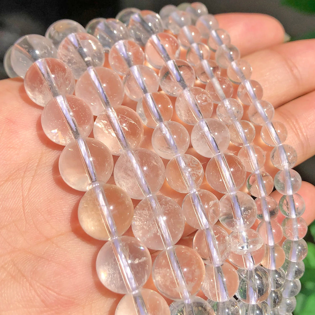 Stone Beads Round Clear Quartz-Style Spacer Strand for DIY Jewelry Making