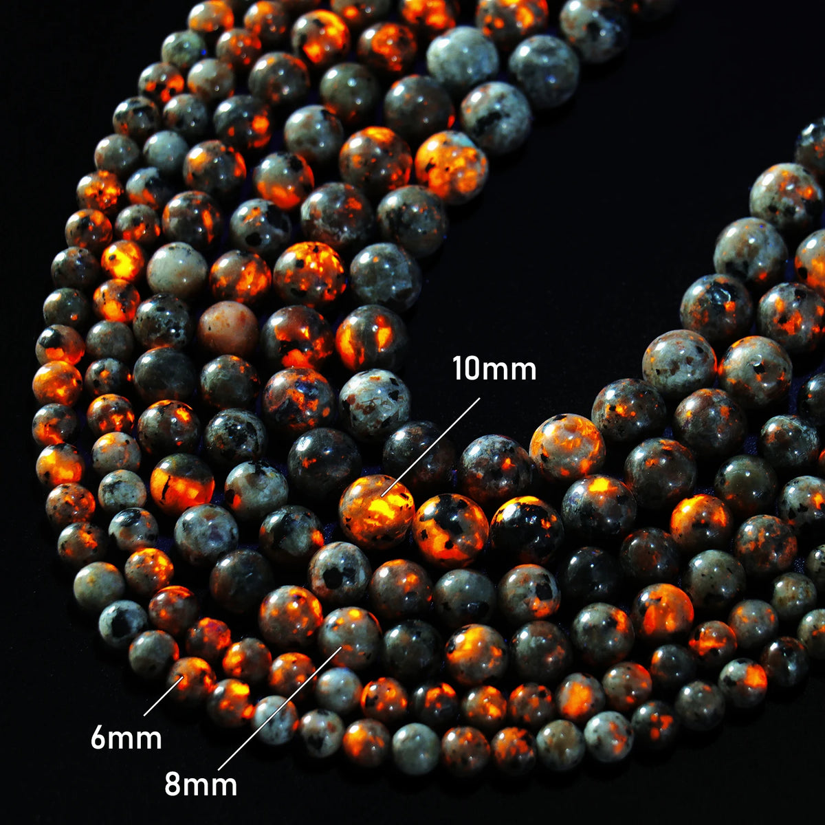 Stone Beads Round Flame-Style Assorted Stone Options for DIY Jewelry Making