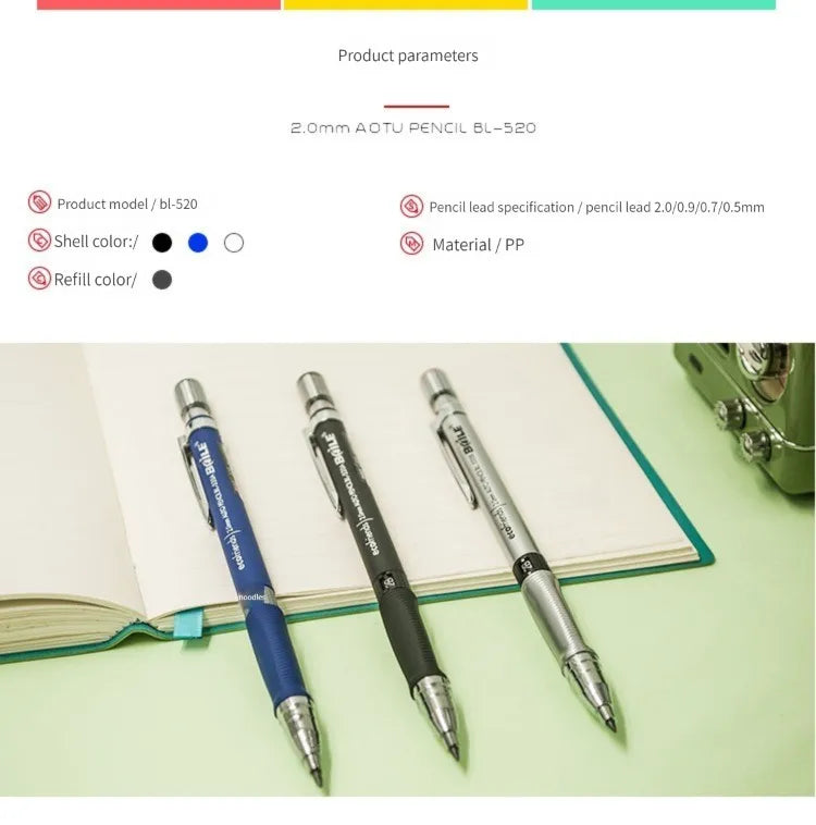 2.0mm Mechanical Pencil Set, 2B — Pencils & Lead Refills for Drawing & Sketching