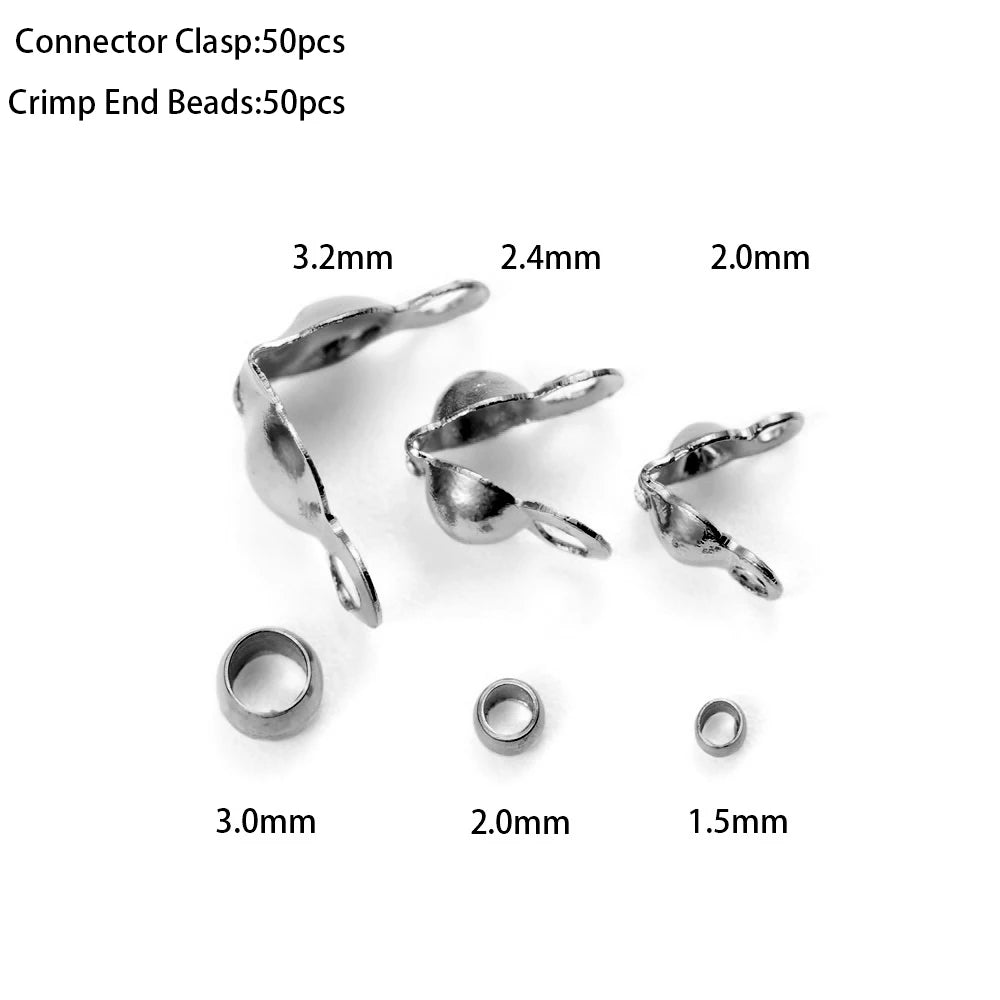 Cord End Crimps Stainless Steel Gold Color Connectors DIY Jewelry Making
