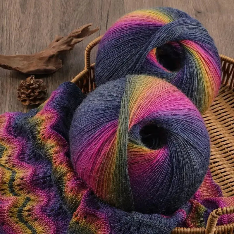 Yarn, Rainbow Gradient for Crochet Shawls, Sweaters, Hats & Flower Crafts