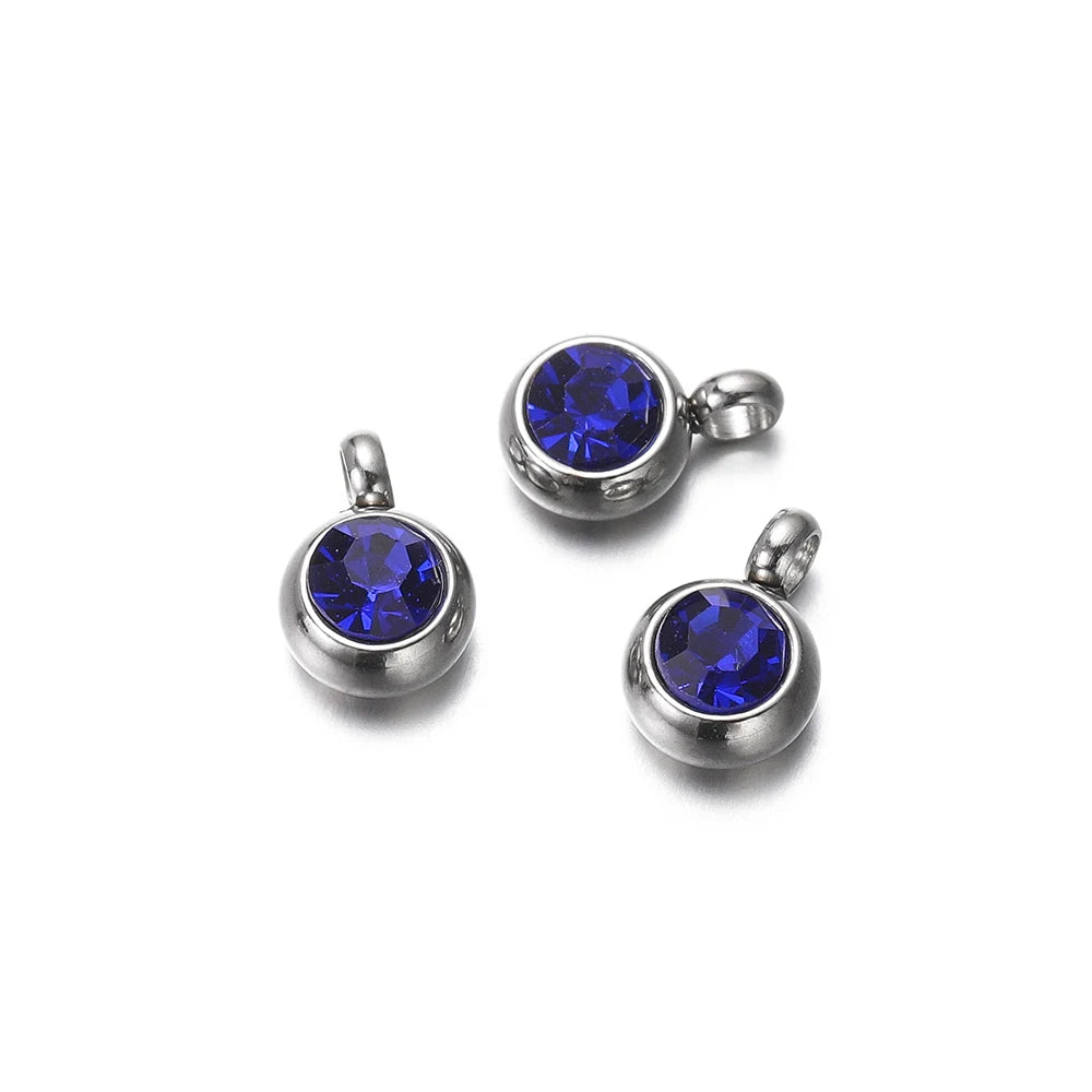 Earring Components Stainless Steel Birthstone Necklace Pendant Craft Supplies