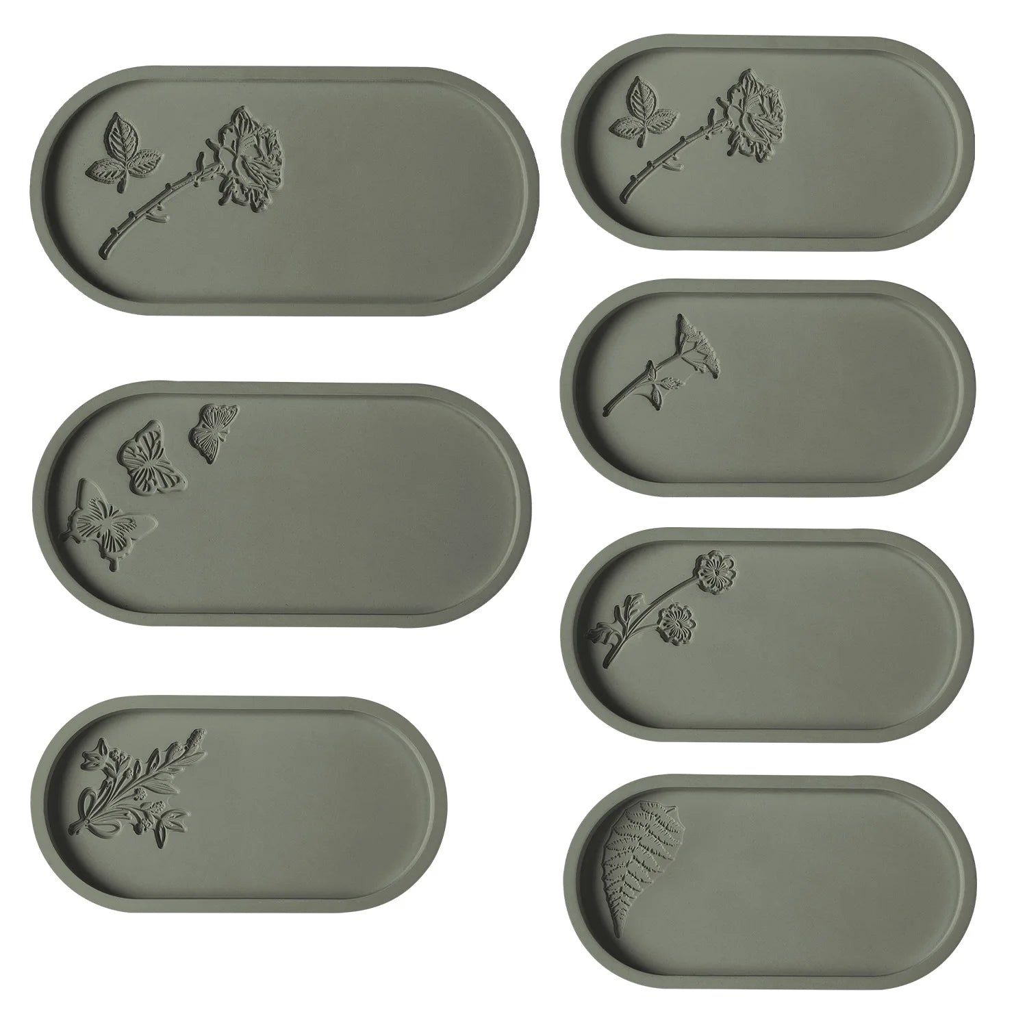 Carved Flower Oval Tray Silicone Mold DIY Concrete Cement Storage Dish Mould Jewelry Display Plate Plaster Resin Casting Molds