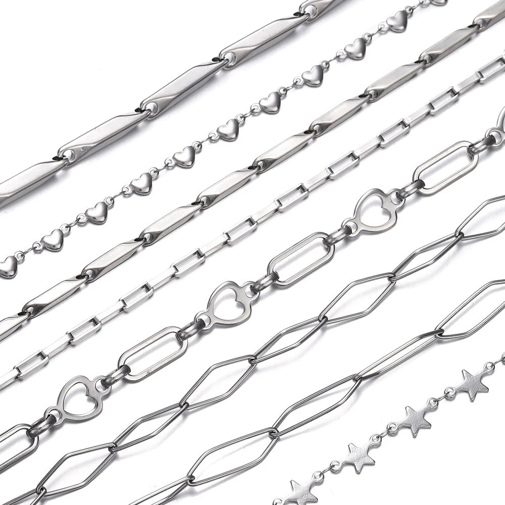 Jewelry Chains Heart Star Stainless Steel Necklace Bracelet DIY Jewelry Making