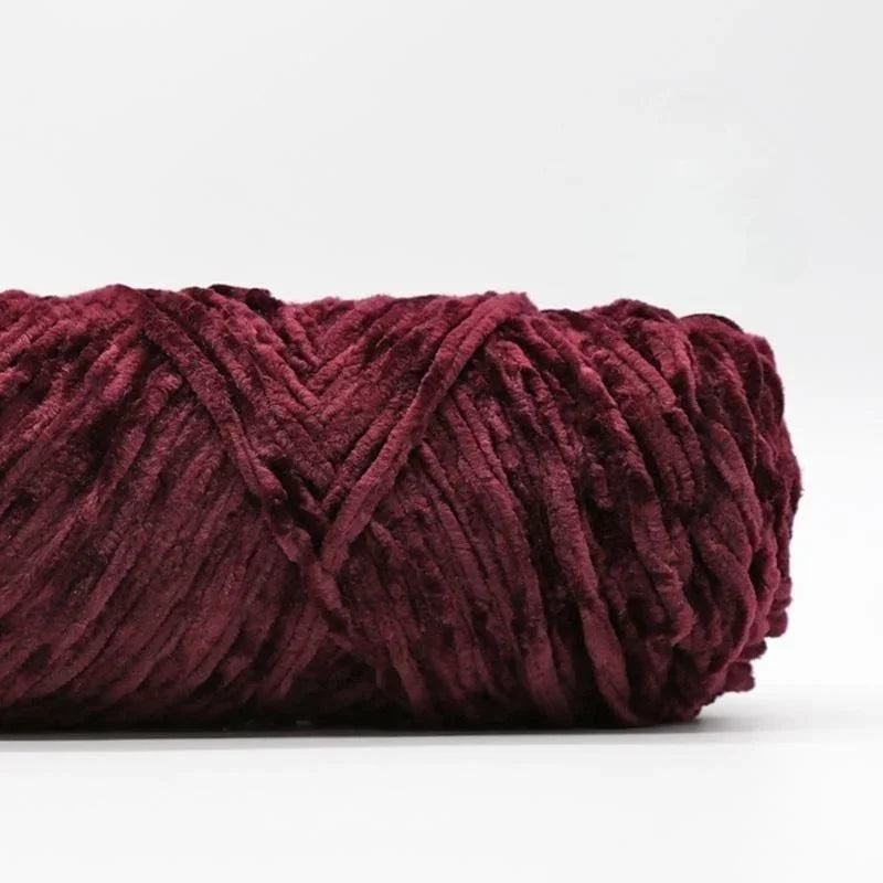 Yarn, Chenille Velvet-Style with Gold Luster for Scarves, Sweaters & Dolls