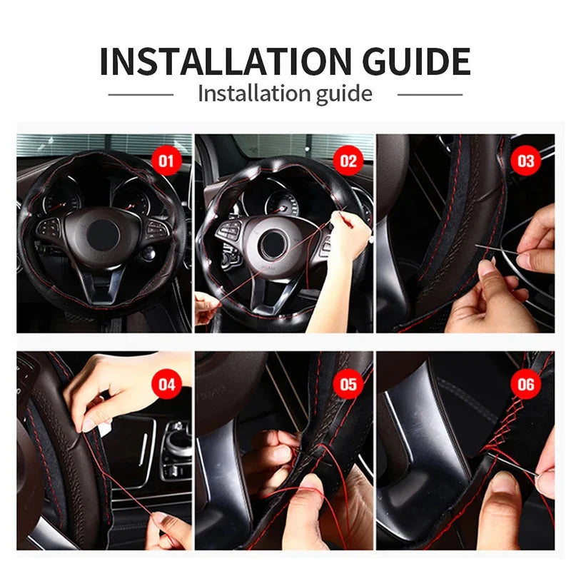 Genuine Leather Steering Wheel Cover Steering Wheel Cover Anti-Slip Comfort