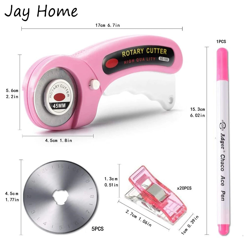 Rotary Cutter Set with Replacement Blades, Sewing Clips & Fabric Marker