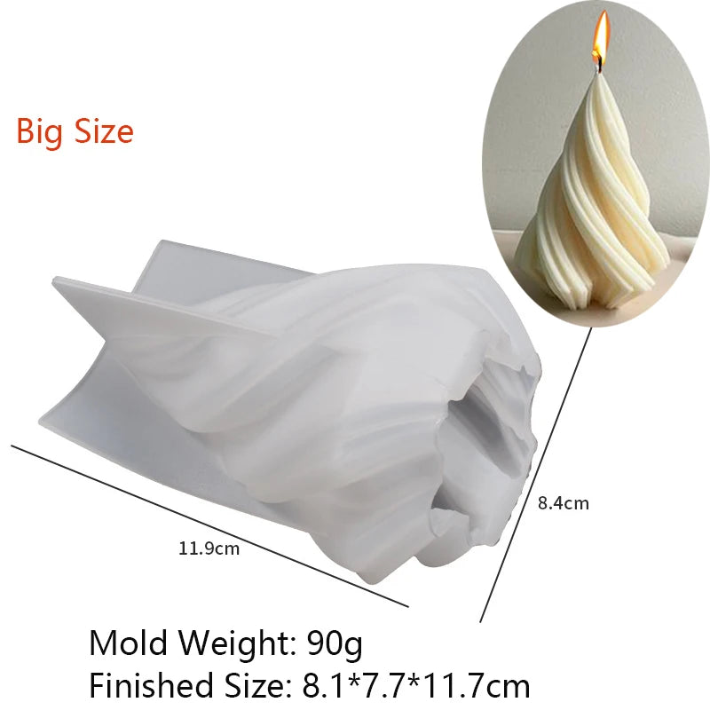 Candle Mold Silicone 3D Swirl Ball Twisted Taper Bubble Cube DIY Wax Soap