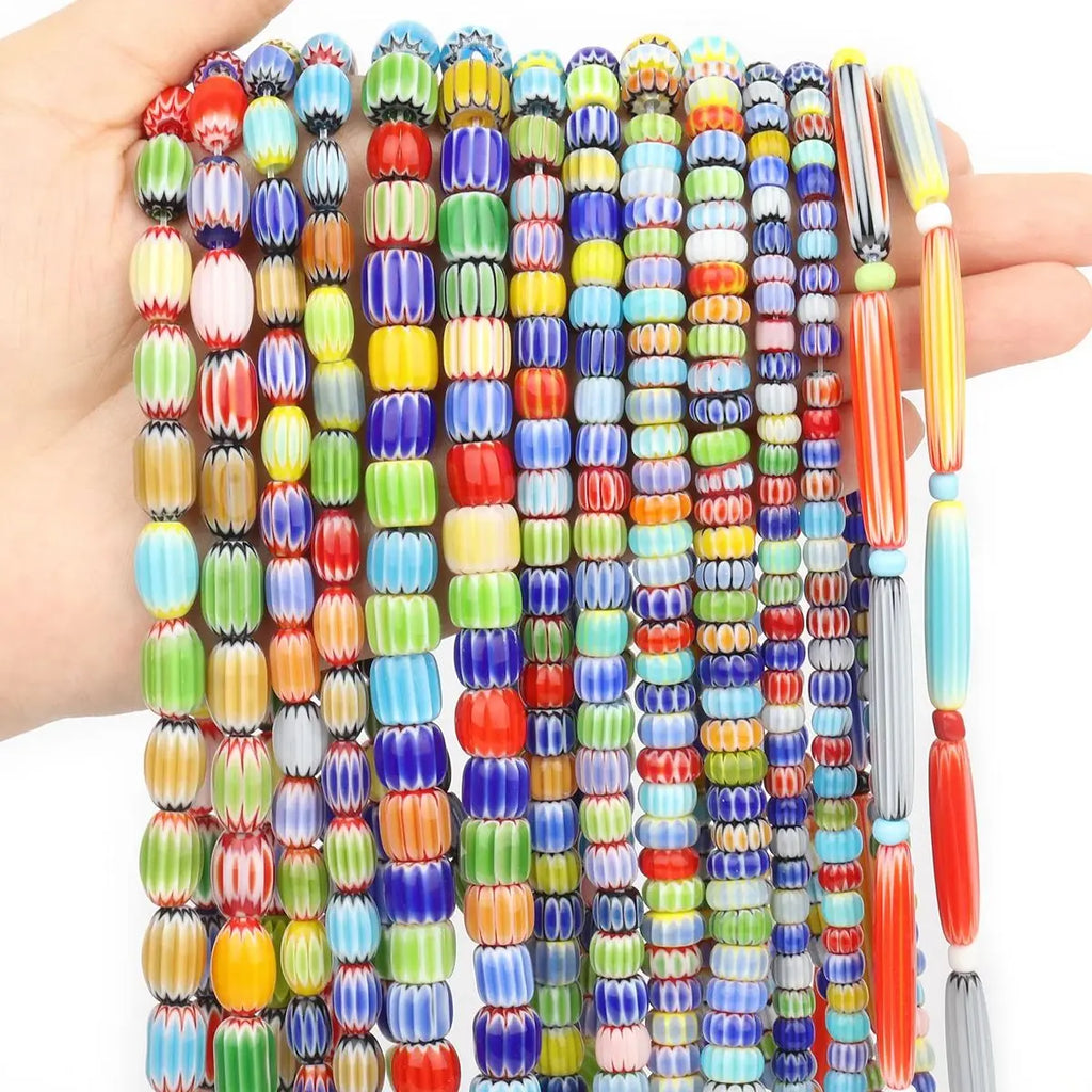 Glass Beads Lampwork Pumpkin Cylinder Rice Shapes for DIY Jewelry Making