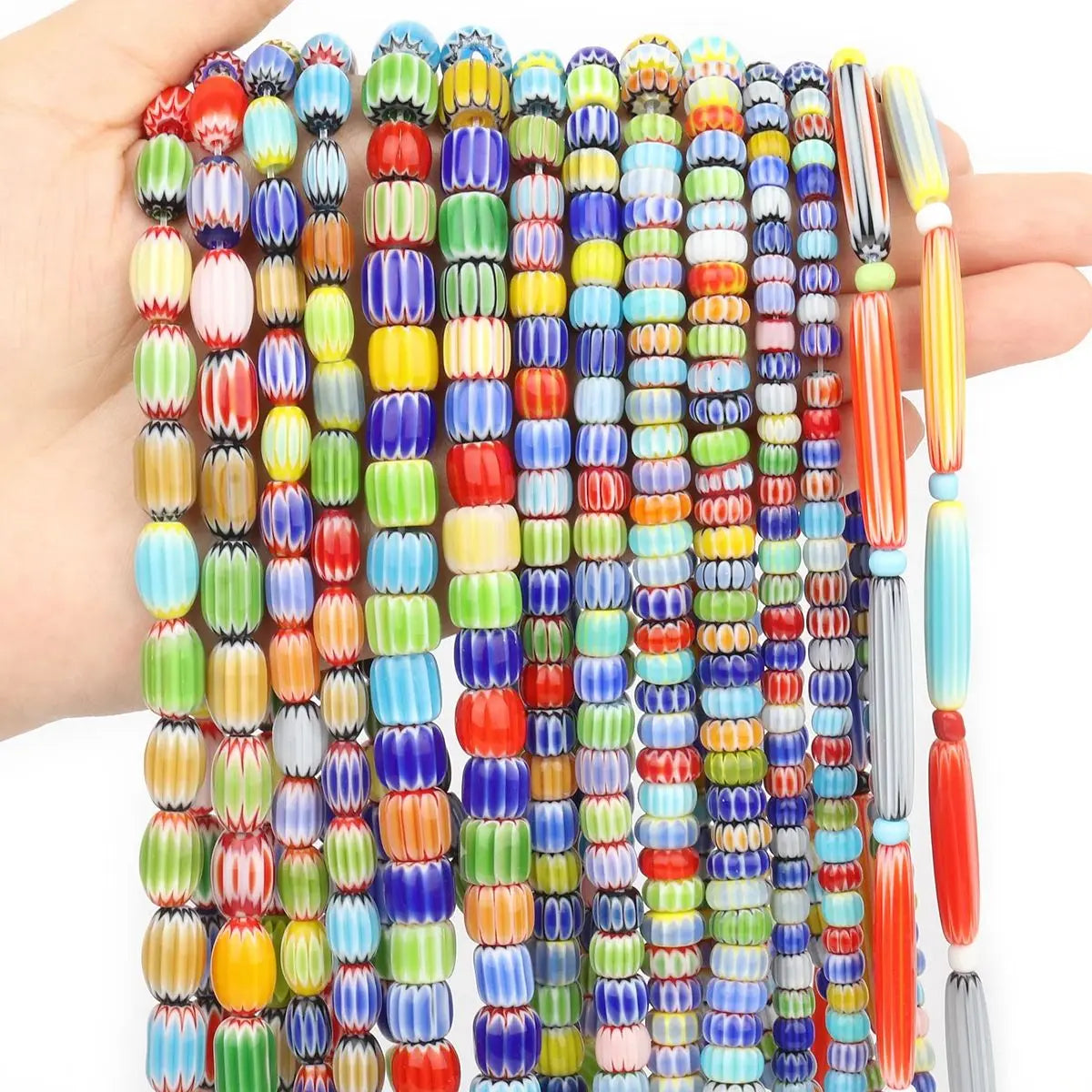 Glass Beads Lampwork Pumpkin Cylinder Rice Shapes for DIY Jewelry Making