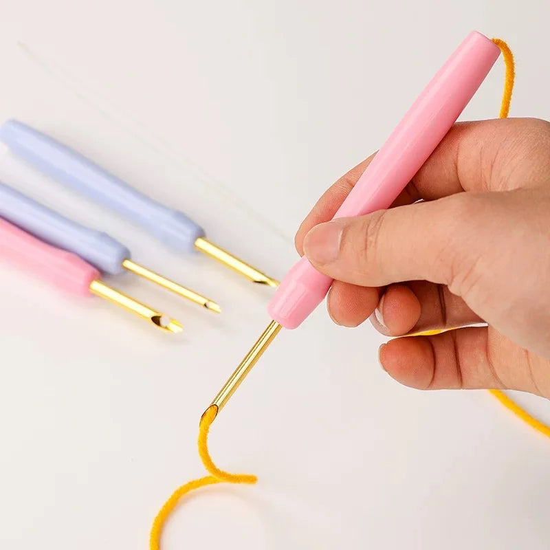 Punch Needle Tool, Pink Handle & Brass Needle for Embroidery & Yarn Crafts