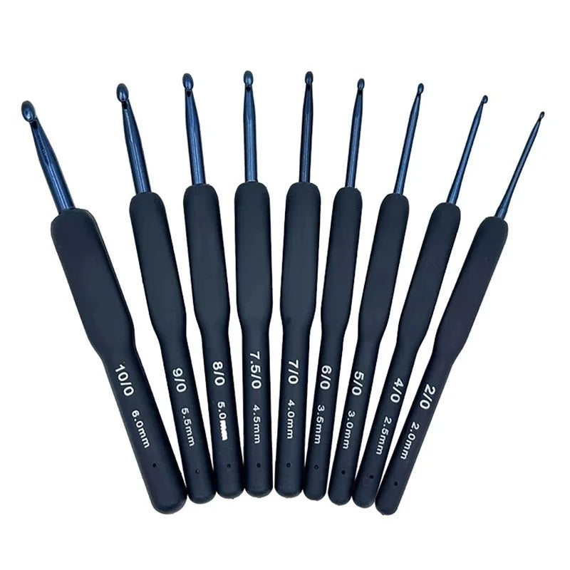 Crochet Hook Set, Blue Soft Handles with Needlecraft Tool Accessories