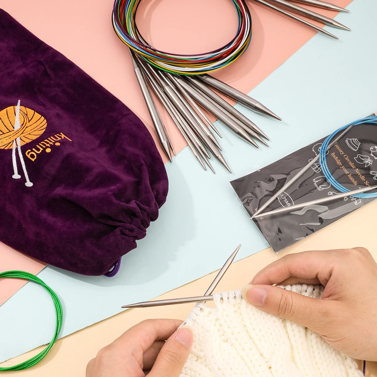 Knitting Needles, Stainless Steel Circular for Handmade Sweaters & Scarves