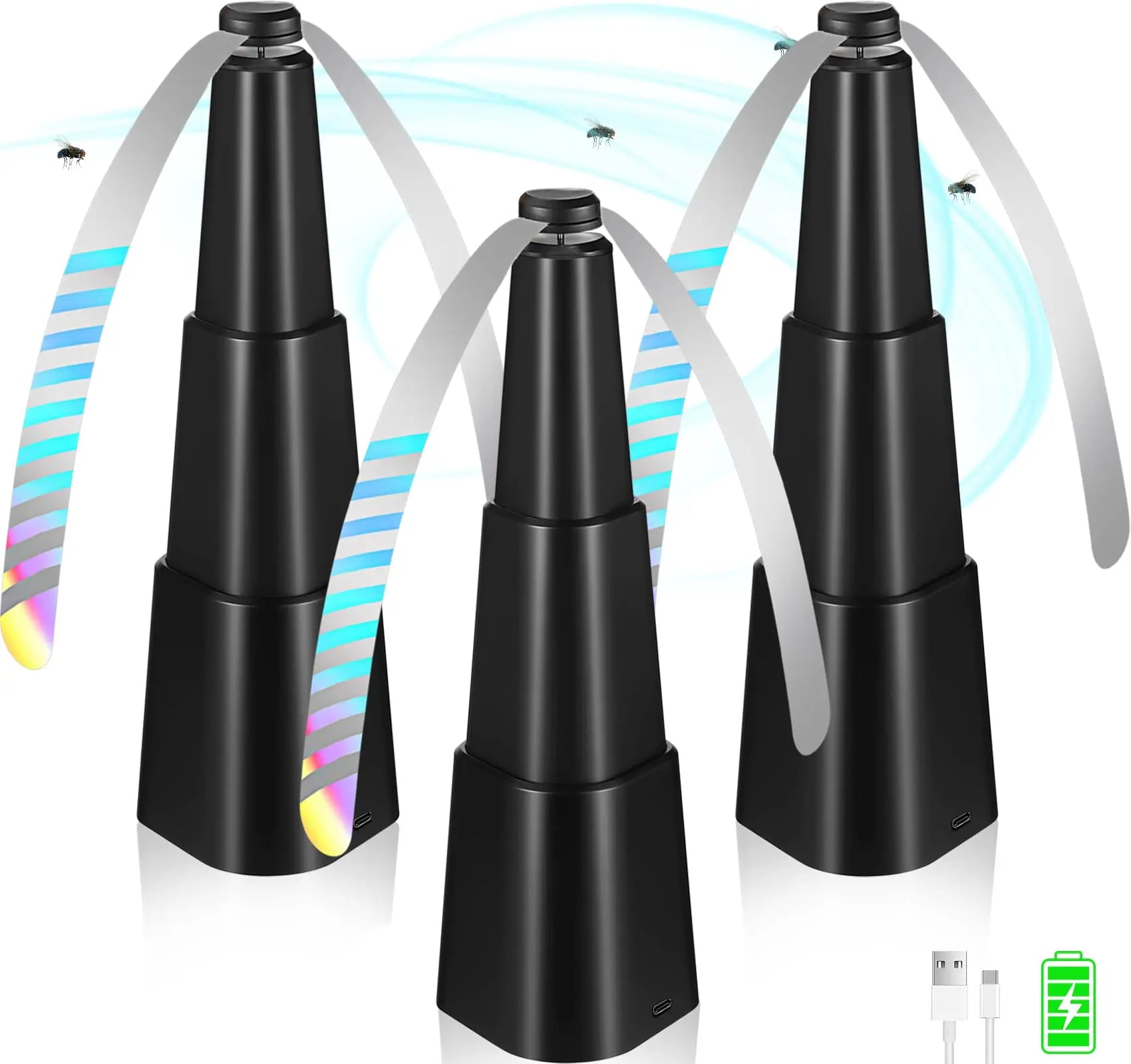 Table Rechargeable Fly Fans Outdoor Fly Repellent Fans for Outdoor Top Insect Repellent Fan with Holographic Blade for Picnic