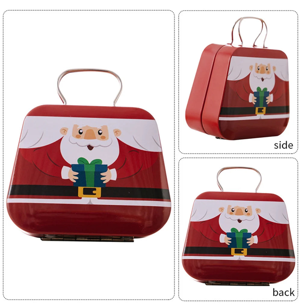 Christmas Decoration 2025 Metal Box Handbag Shape Tin Jar Jewelry Storage Case Kids Gift Can Storage Boxes 2026 Xms Party Decors