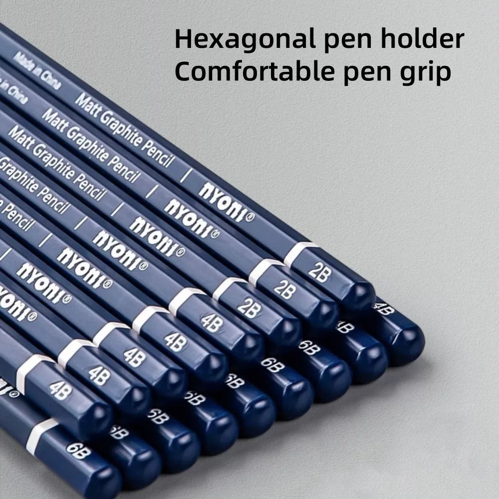 NYONI Graphite & Charcoal Pencils — HB to 12B, Single-Grade & Charcoal Sets