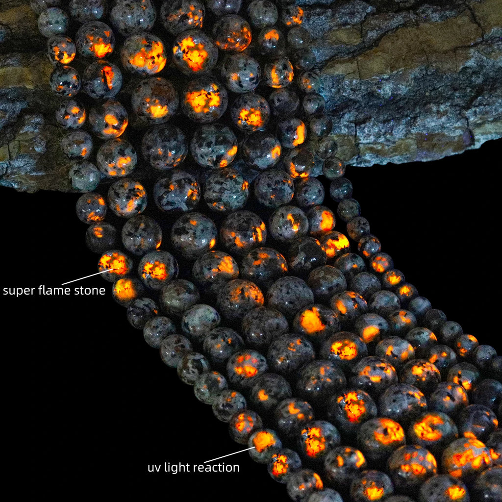 Stone Beads Round Flame-Style Assorted Stone Colors for DIY Jewelry Making