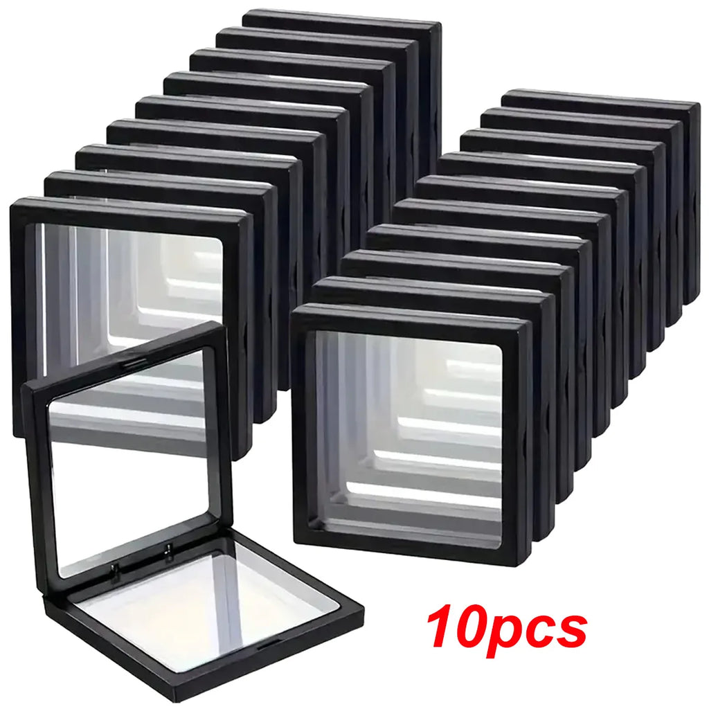Set of 10 black square frames with a white background