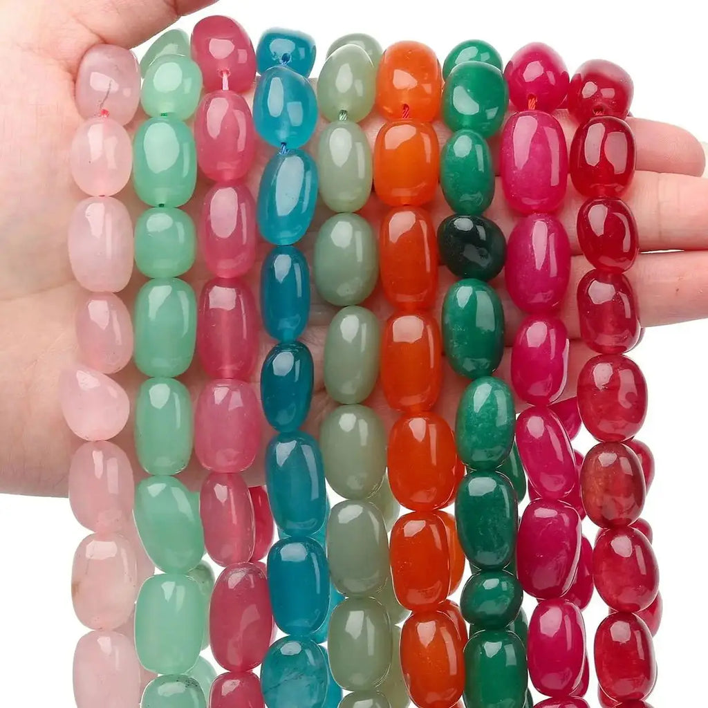 Glass Beads Multicolor Chalcedony-Style Jade-Style Irregular Bracelets