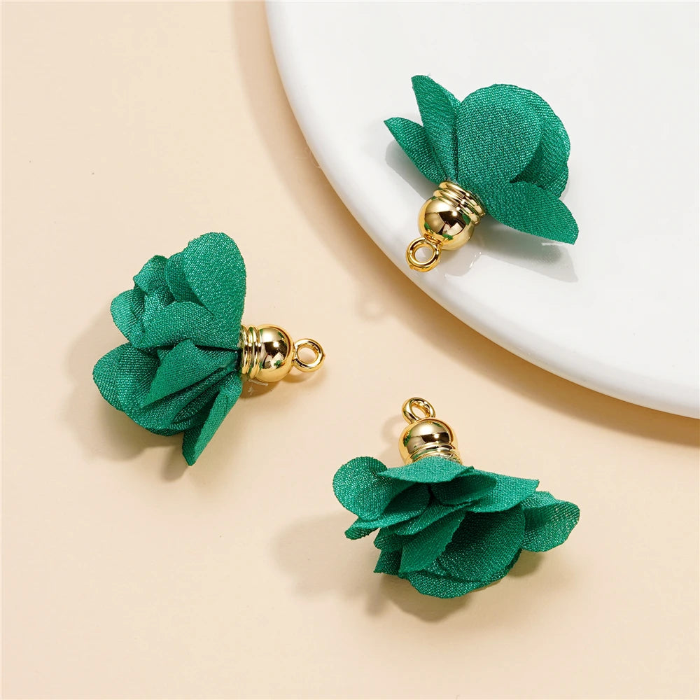 Earring Components Fabric Flower Tassel Pendants Bracelet DIY Jewelry Making