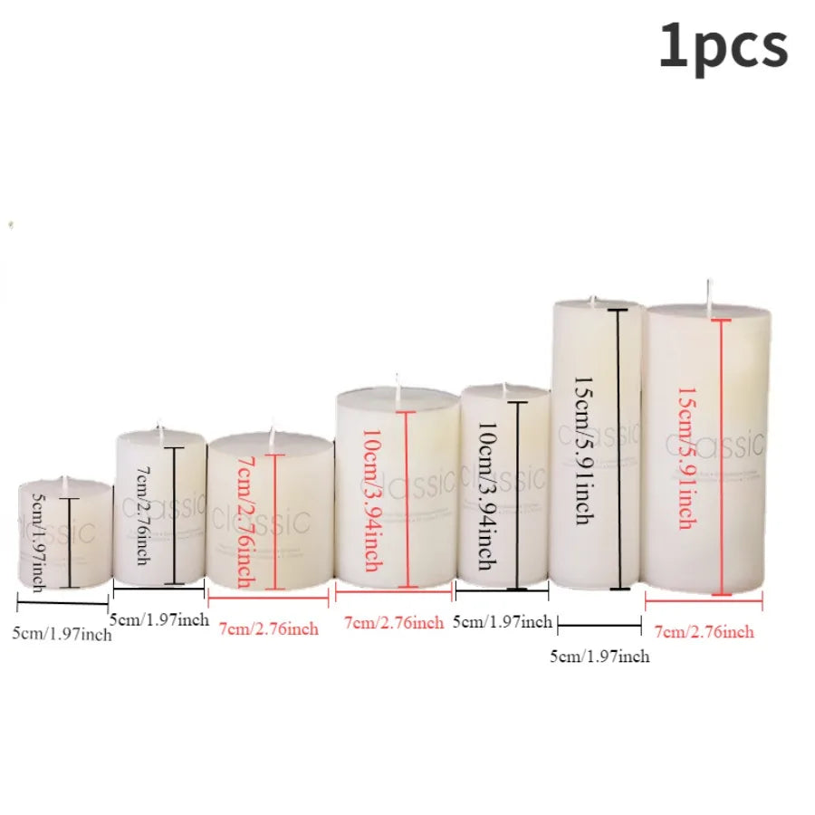 Pillar Candle White Handmade Paraffin Wax for Dinner and Wedding Table Decor