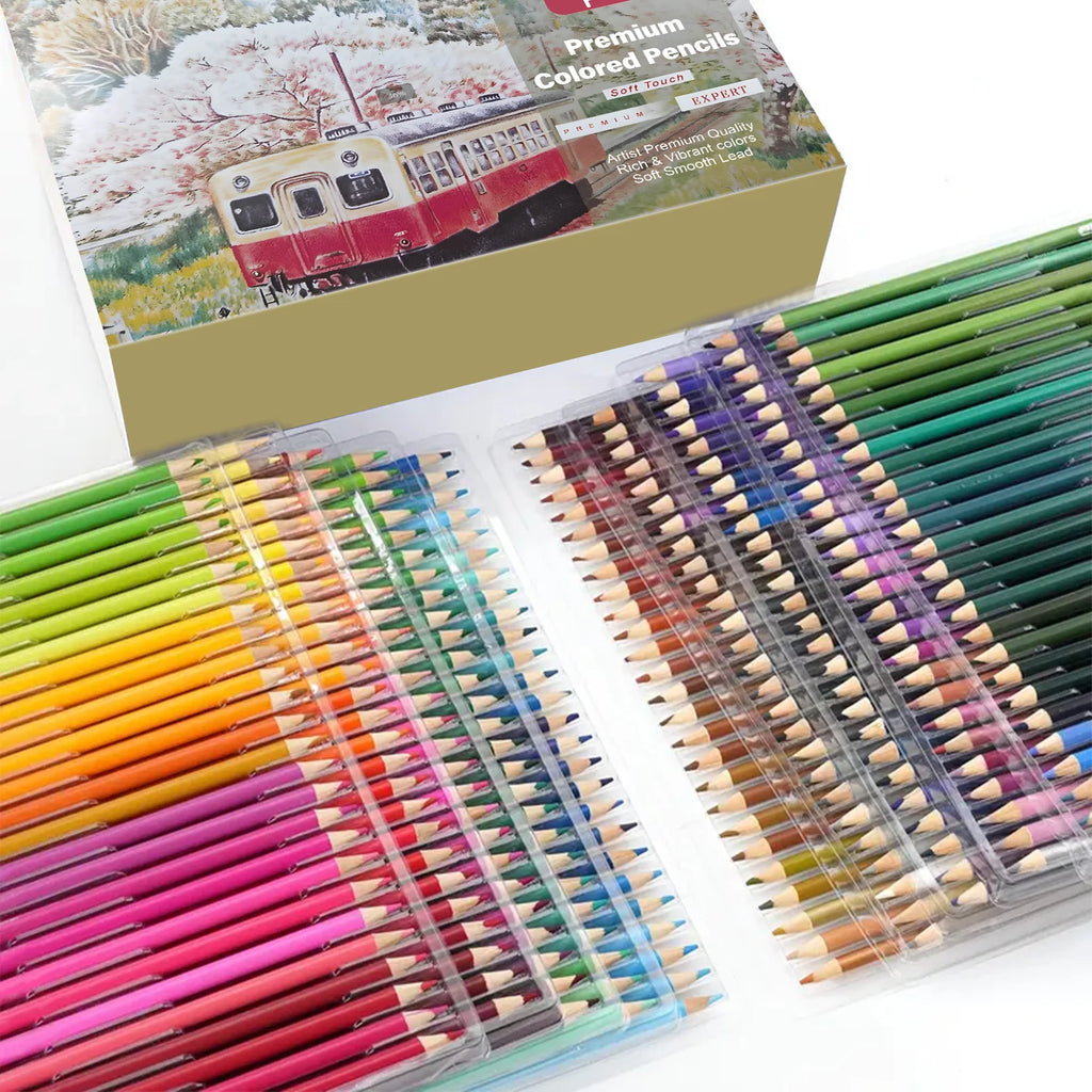 Colored Pencil Set, Oil-Based 2B, 72–180 Colors, Non-Toxic, Multiple Sets