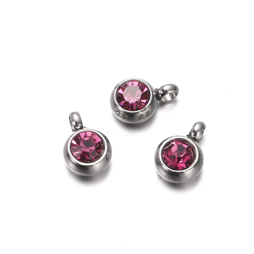 Earring Components Stainless Steel Birthstone Necklace Pendant Craft Supplies