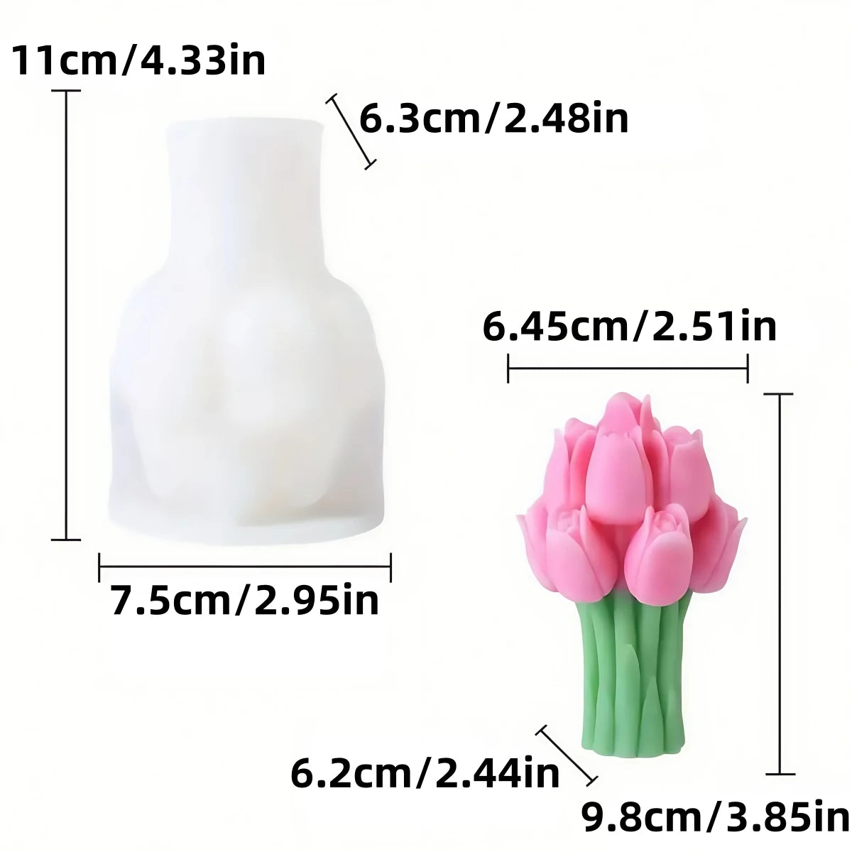 Tulip Candle Mold - Silicone 3D Flower, 5 Styles